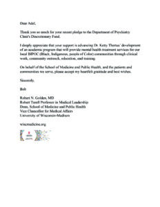 UW School of Medicine and Public Health Letter